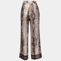 CH Carolina Herrera Brown Printed Satin Wide Leg Pants M