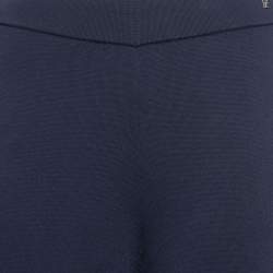 مملوكة مسبقًا CH Carolina Herrera Navy Blue Knit High Waisted Wide Leg Pants S