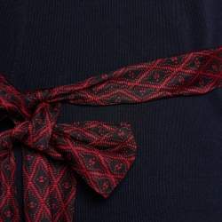 Pre Owned CH Carolina Herrera Navy Blue Knit Belted Sleeveless Top S