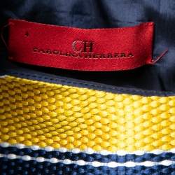 Pre Owned CH Carolina Herrera Multicolor Striped Satin Sleeveless Belted Dress S