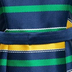 Pre Owned CH Carolina Herrera Multicolor Striped Satin Sleeveless Belted Dress S