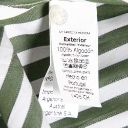Pre Owned CH Carolina Herrera Green Striped Cotton Button Front Shirt L