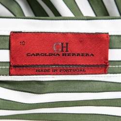 Pre Owned CH Carolina Herrera Green Striped Cotton Button Front Shirt L