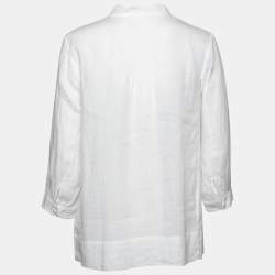مملوكة مسبقًا CH Carolina Herrera White Ramie Pocketed Tunic M
