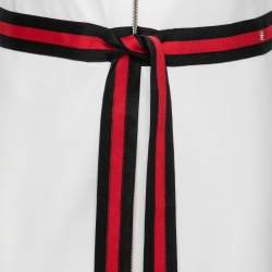 مملوكة مسبقًا CH Carolina Herrera White Knit Stripe Trim Detail Dress L