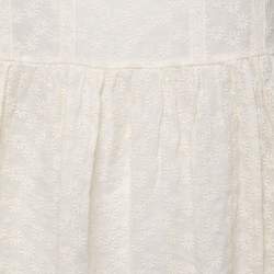 مملوكة مسبقًا CH Carolina Herrera Cream Floral Embroidered Lace Trimmed Tunic M