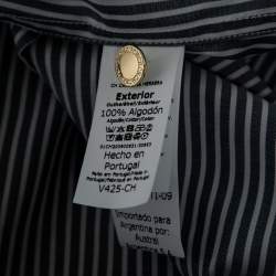 Pre Owned CH Carolina Herrera Navy Blue Stiped Cotton Button Front Shirt M