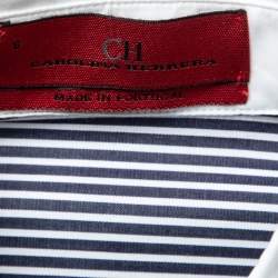 Pre Owned CH Carolina Herrera Navy Blue Stiped Cotton Button Front Shirt M