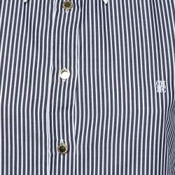 Pre Owned CH Carolina Herrera Navy Blue Stiped Cotton Button Front Shirt M