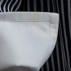 Pre Owned CH Carolina Herrera Navy Blue Stiped Cotton Button Front Shirt M