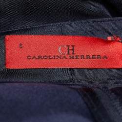 CH Carolina Herrera Navy Blue Silk Logo Tape Pants M