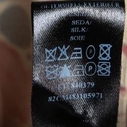 مملوكة مسبقًا CH Carolina Herrera Cream Printed Silk-Satin Pleated Skirt M   