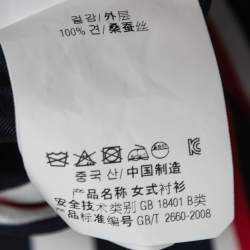 Pre Owned CH Carolina Herrera Blue & Red Striped Silk Belted Top XS