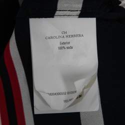 Pre Owned CH Carolina Herrera Blue & Red Striped Silk Belted Top XS