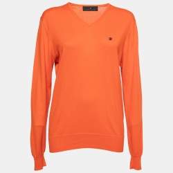 مملوكة مسبقًا CH Carolina Herrera Orange Cotton Knit Long-Sleeve Sweater S