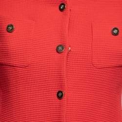 CH Carolina Herrera Red Knit Button Front Jacket S