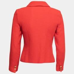 CH Carolina Herrera Red Knit Button Front Jacket S