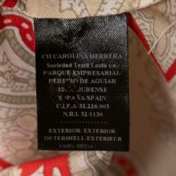 مملوكة مسبقًا CH Carolina Herrera Beige Multicolor Printed Silk Belted Shirt Dress M