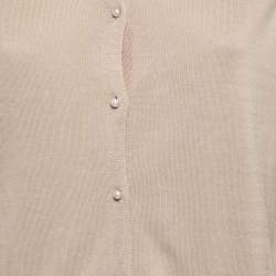 CH Carolina Herrera Beige Silk Knit Button Front Cardigan L