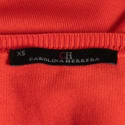 CH Carolina Herrera Orange Knit Button Front Cardigan XS