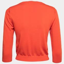 CH Carolina Herrera Orange Knit Button Front Cardigan XS