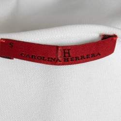 مملوكة مسبقًا CH Carolina Herrera White Knit Belt Detail Round Neck Top S