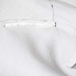 مملوكة مسبقًا CH Carolina Herrera White Knit Belt Detail Round Neck Top S