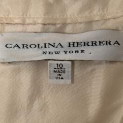 Pre Owned CH Carolina Herrera Ivory & Red Floral Print Silk Sleeveless Gown L