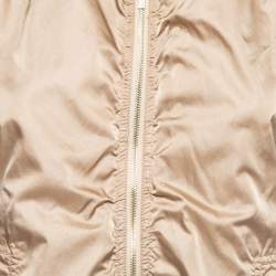 Pre Owned CH Carolina Herrera Gold Synthetic Cropped-Sleeve Zip Front Jacket M