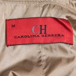 Pre Owned CH Carolina Herrera Gold Synthetic Cropped-Sleeve Zip Front Jacket M