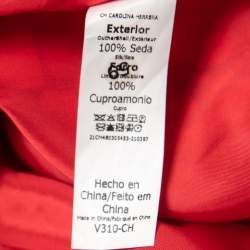 CH Carolina Herrera Red Strawberry Printed Silk A-Line Skirt S