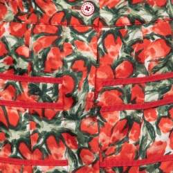 CH Carolina Herrera Red Strawberry Printed Silk A-Line Skirt S