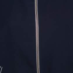 Pre Owned CH Carolina Herrera Navy Blue Crepe Zip-Up Track Jacket S