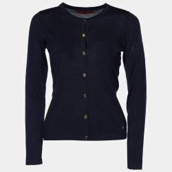 CH Carolina Herrera Navy Blue Knit Button Front Cardigan XS