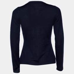 CH Carolina Herrera Navy Blue Knit Button Front Cardigan XS