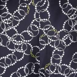 Pre Owned CH Carolina Herrera Midnight Blue Printed Satin Wide Leg Pants M