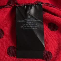 Pre Owned CH Carolina Herrera Navy Blue & Red Polka Dot Knit Cardigan M