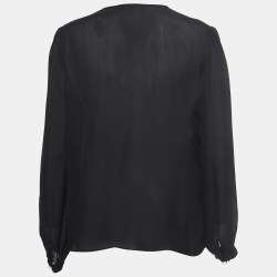 Pre Owned CH Carolina Herrera Black Silk Top L