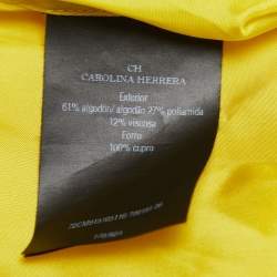 مملوكة مسبقًا CH Carolina Herrera Yellow Floral Lace Belted Flared Midi Dress M