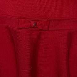 CH Carolina Herrera Red Wool Knit Asymmetrical Hem Top S
