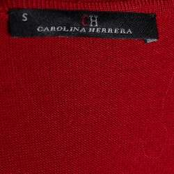 CH Carolina Herrera Red Wool Knit Asymmetrical Hem Top S