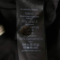 مملوكة مسبقًا CH Carolina Herrera Cream/Black Wool Blend Cap Sleeve Midi Dress M