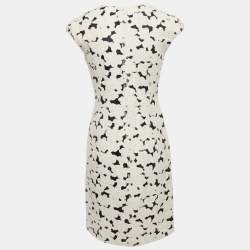مملوكة مسبقًا CH Carolina Herrera Cream/Black Wool Blend Cap Sleeve Midi Dress M