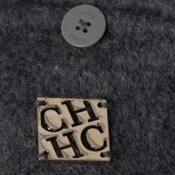 Pre Owned CH Carolina Herrera Grey Wool Reversible Detachable-Hood Cape M