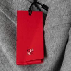 Pre Owned CH Carolina Herrera Grey Wool Reversible Detachable-Hood Cape M