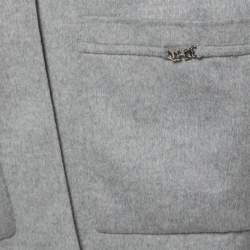 Pre Owned CH Carolina Herrera Grey Wool Reversible Detachable-Hood Cape M