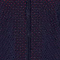 CH Carolina Herrera Navy Blue Jacquard Knit Zip Front Jacket S