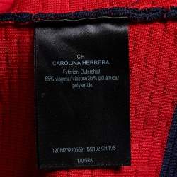 CH Carolina Herrera Navy Blue Jacquard Knit Zip Front Jacket S