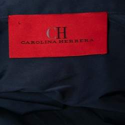 Pre Owned CH Carolina Herrera Navy Blue Taffeta Tie Front Jacket L