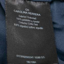 Pre Owned CH Carolina Herrera Navy Blue Taffeta Tie Front Jacket L